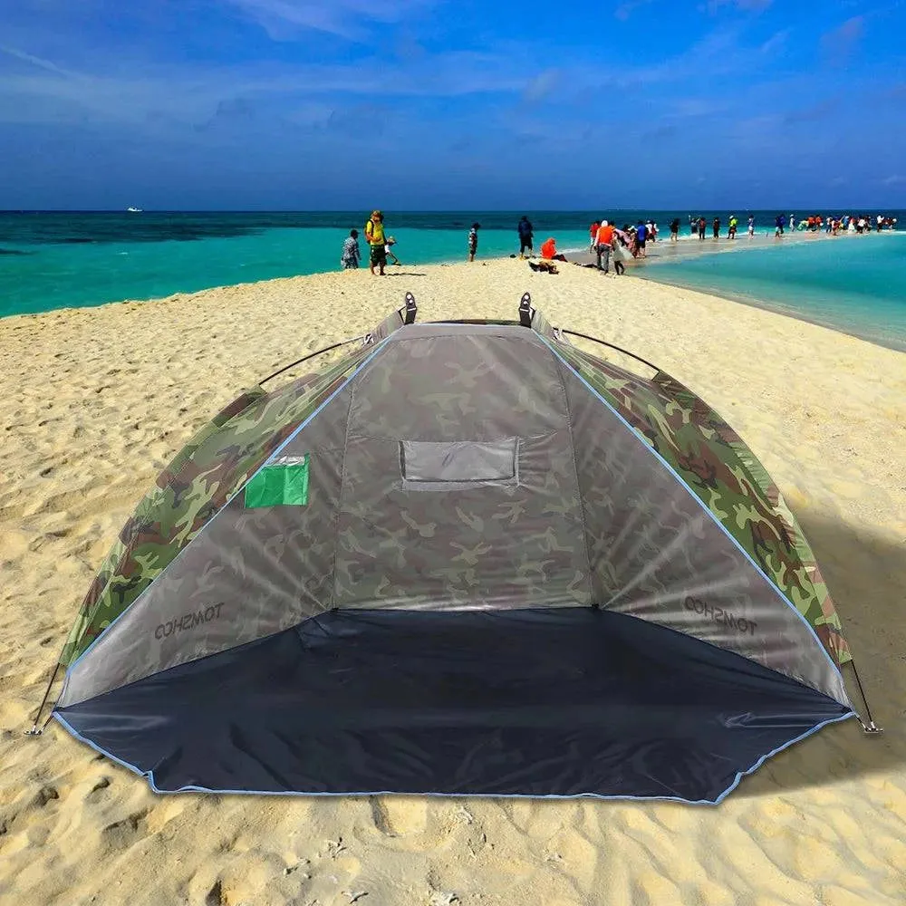 2 Persons Camping Tent Single Layer Outdoor Tent Anti UV Beach Tents Sun Shelters Awning Shade for Fishing Picnic Park