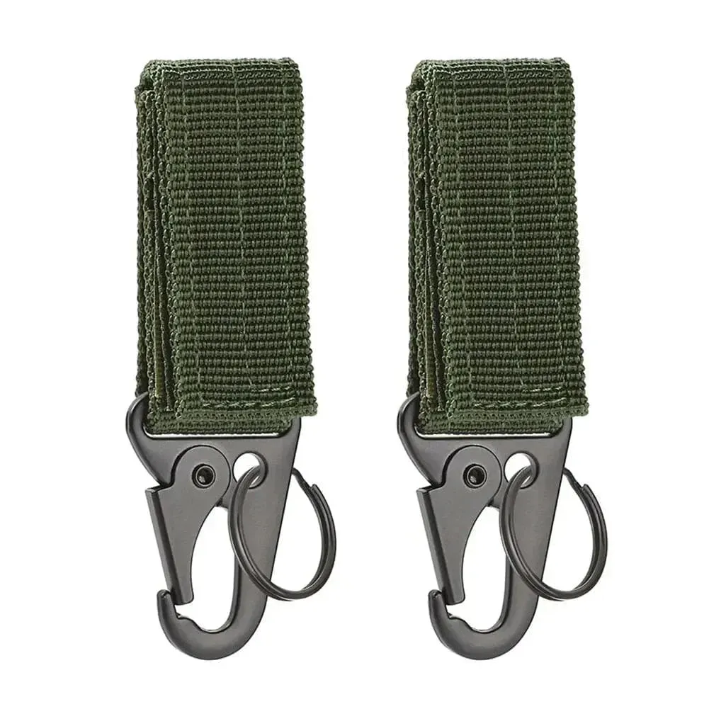 2pcs Tactical Hanging Buckle Molle Nylon Webbing Carabiner Belt Triangle Keychain for Outdoor Climbing Camping Tool Accessory