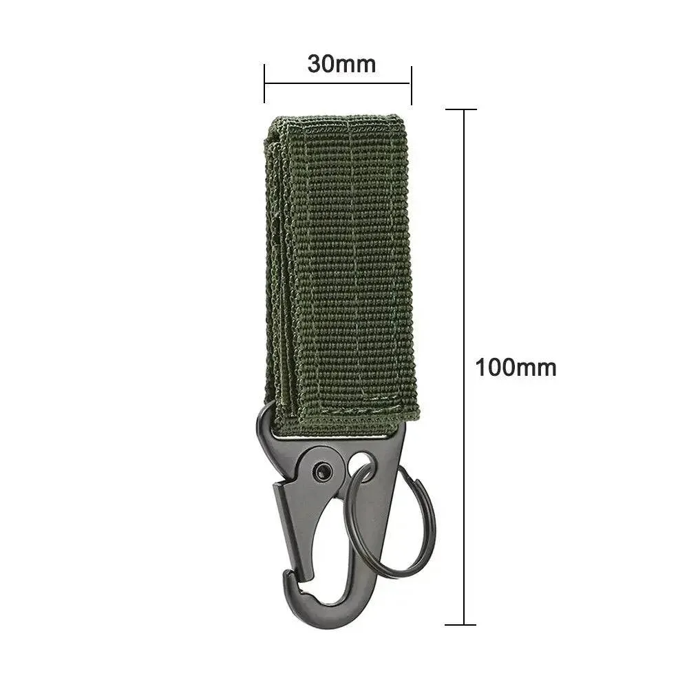 2pcs Tactical Hanging Buckle Molle Nylon Webbing Carabiner Belt Triangle Keychain for Outdoor Climbing Camping Tool Accessory