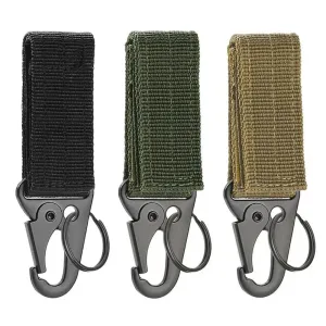 2pcs Tactical Hanging Buckle Molle Nylon Webbing Carabiner Belt Triangle Keychain for Outdoor Climbing Camping Tool Accessory