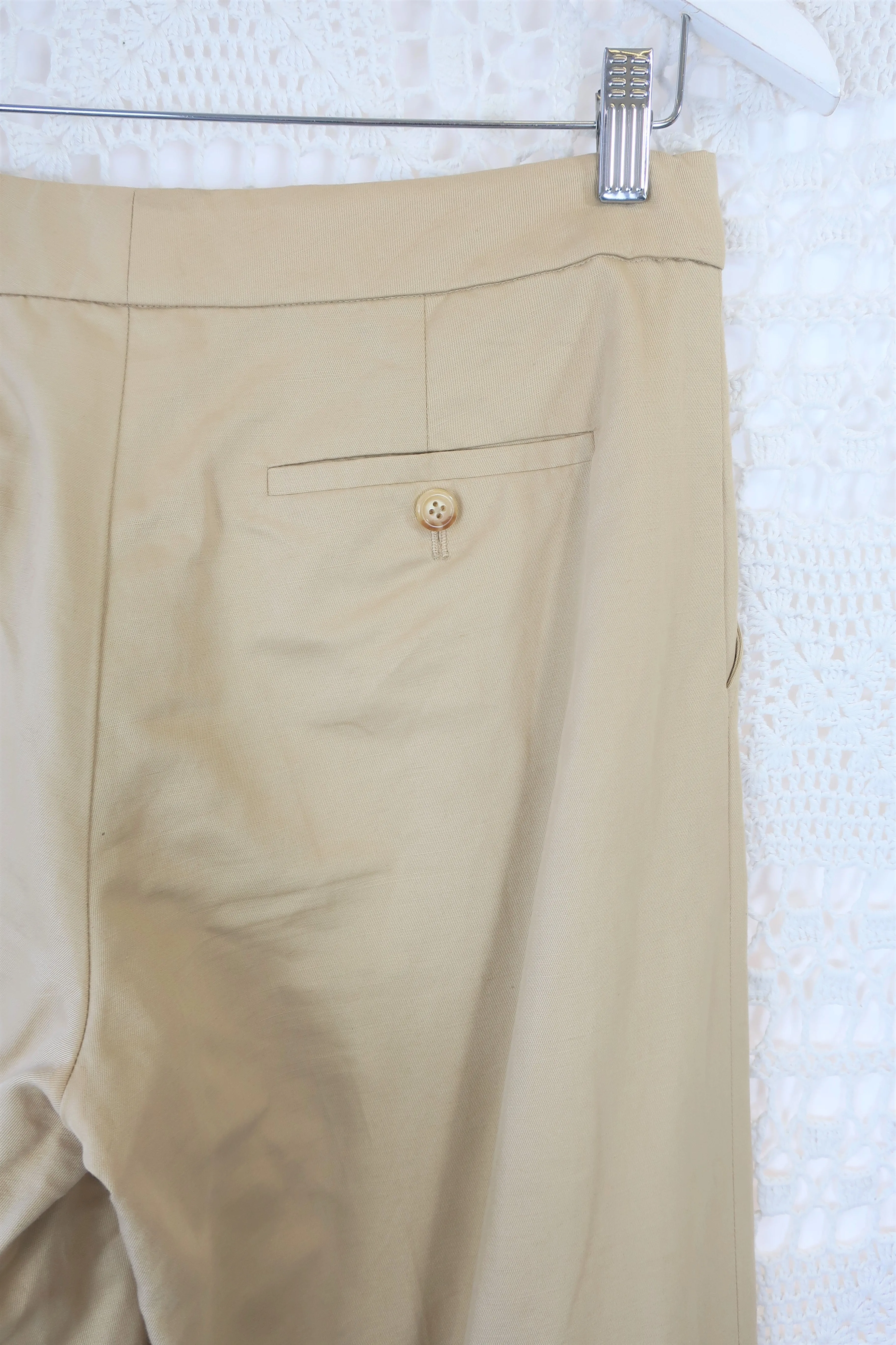 70's Vintage - Ralph Lauren Wide Leg Trousers - Beige - Size S/M