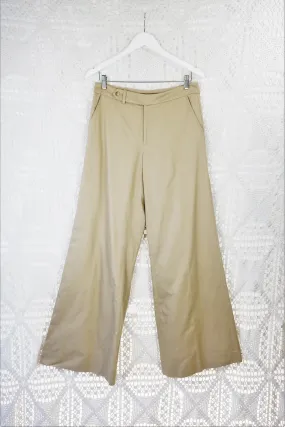 70's Vintage - Ralph Lauren Wide Leg Trousers - Beige - Size S/M