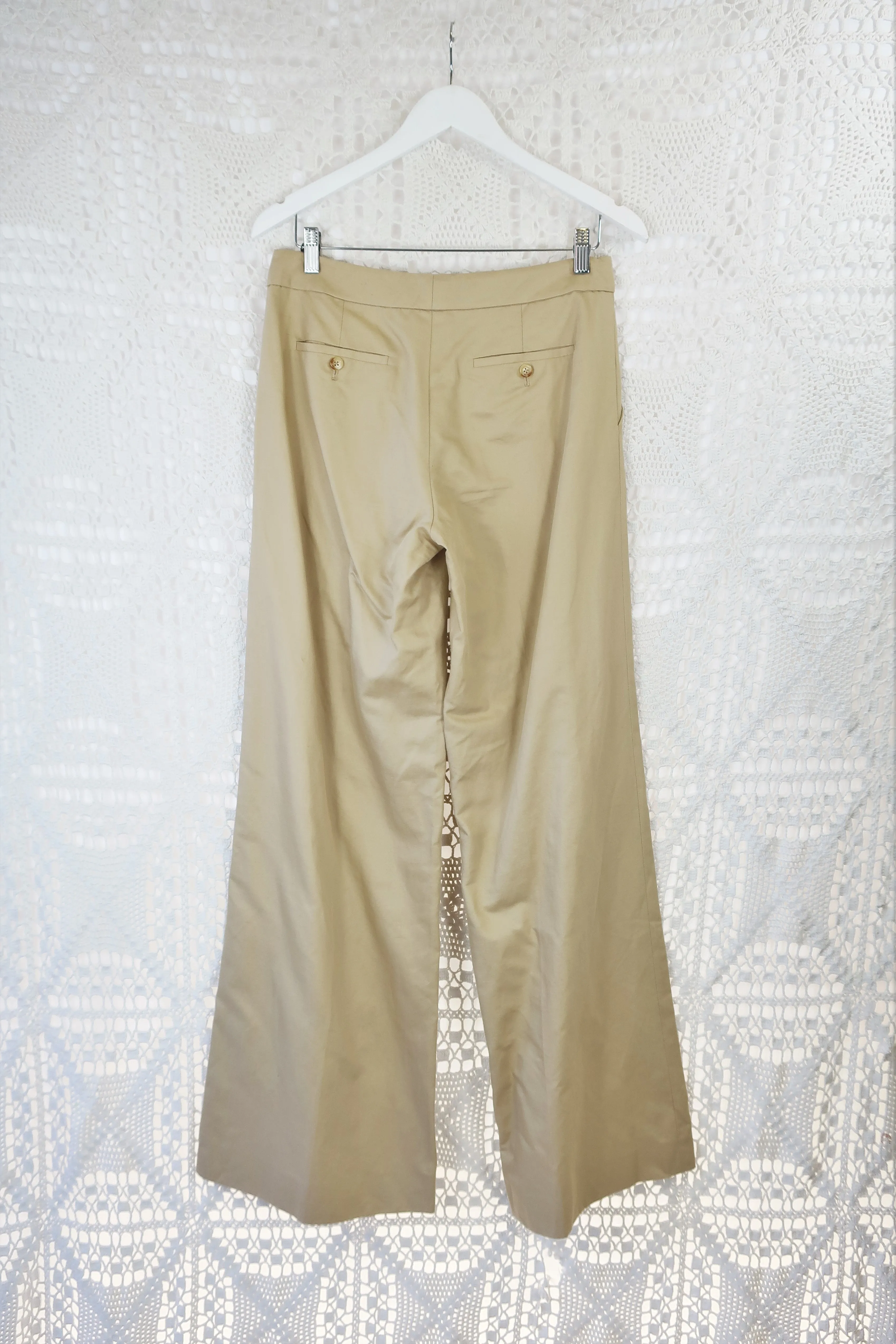 70's Vintage - Ralph Lauren Wide Leg Trousers - Beige - Size S/M