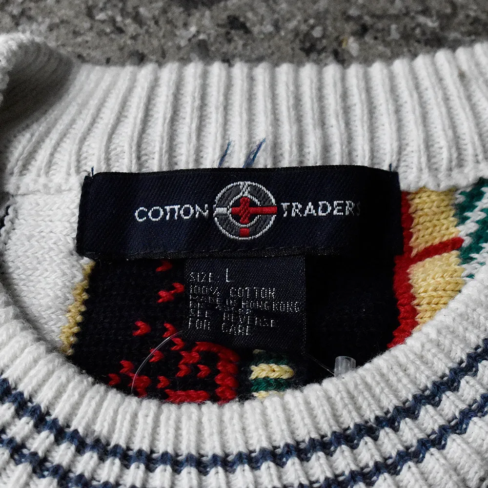 90's COTTON TRADERS 3D立体編み コットン ニットセーター 240205H