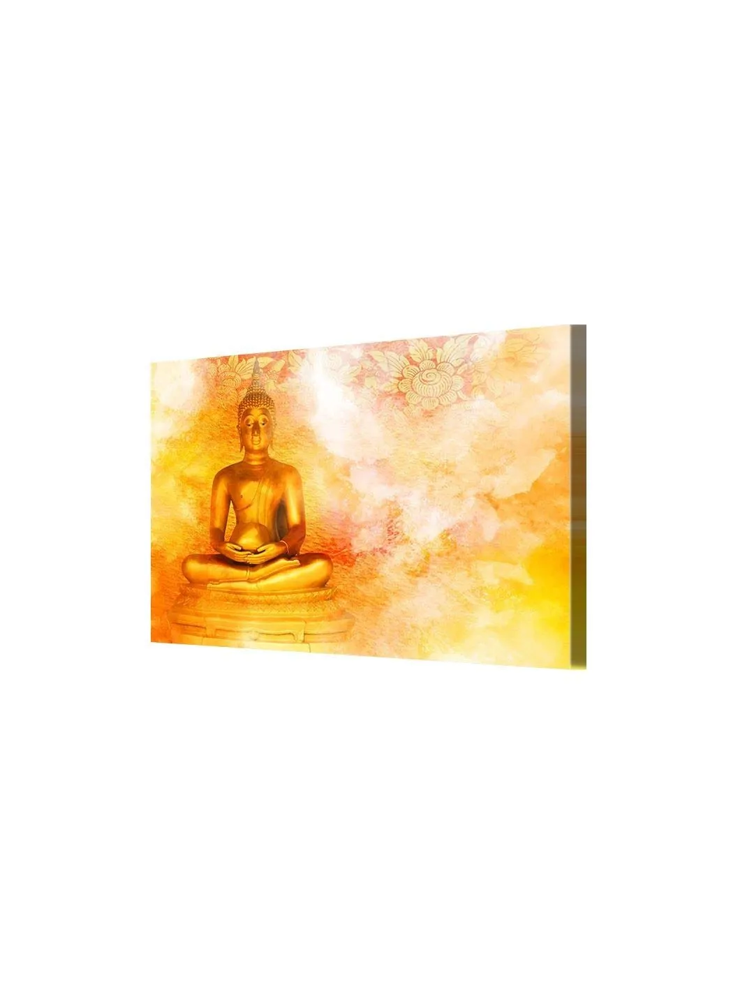 999STORE Cotton Wooden Stretched Statue On Grunge Lord Gautam Buddha Modern Framed Canvas Painting Wall Art (Flpsz14611062016052, Multicolour, 30X18 Inches)