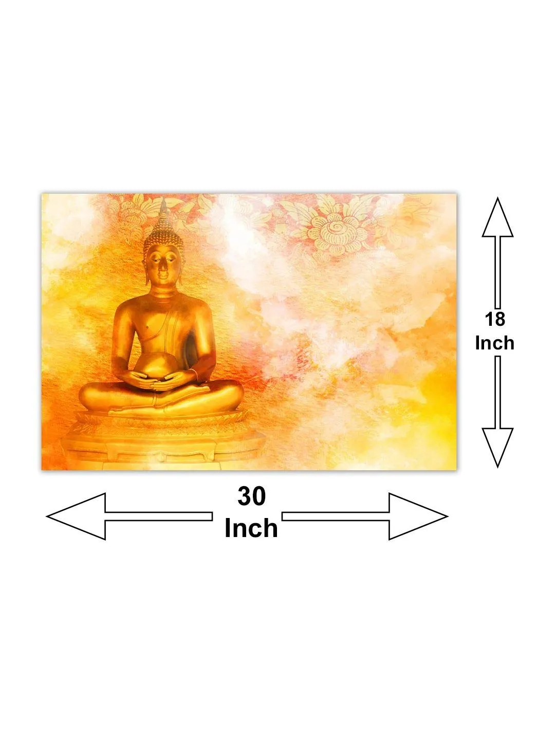 999STORE Cotton Wooden Stretched Statue On Grunge Lord Gautam Buddha Modern Framed Canvas Painting Wall Art (Flpsz14611062016052, Multicolour, 30X18 Inches)