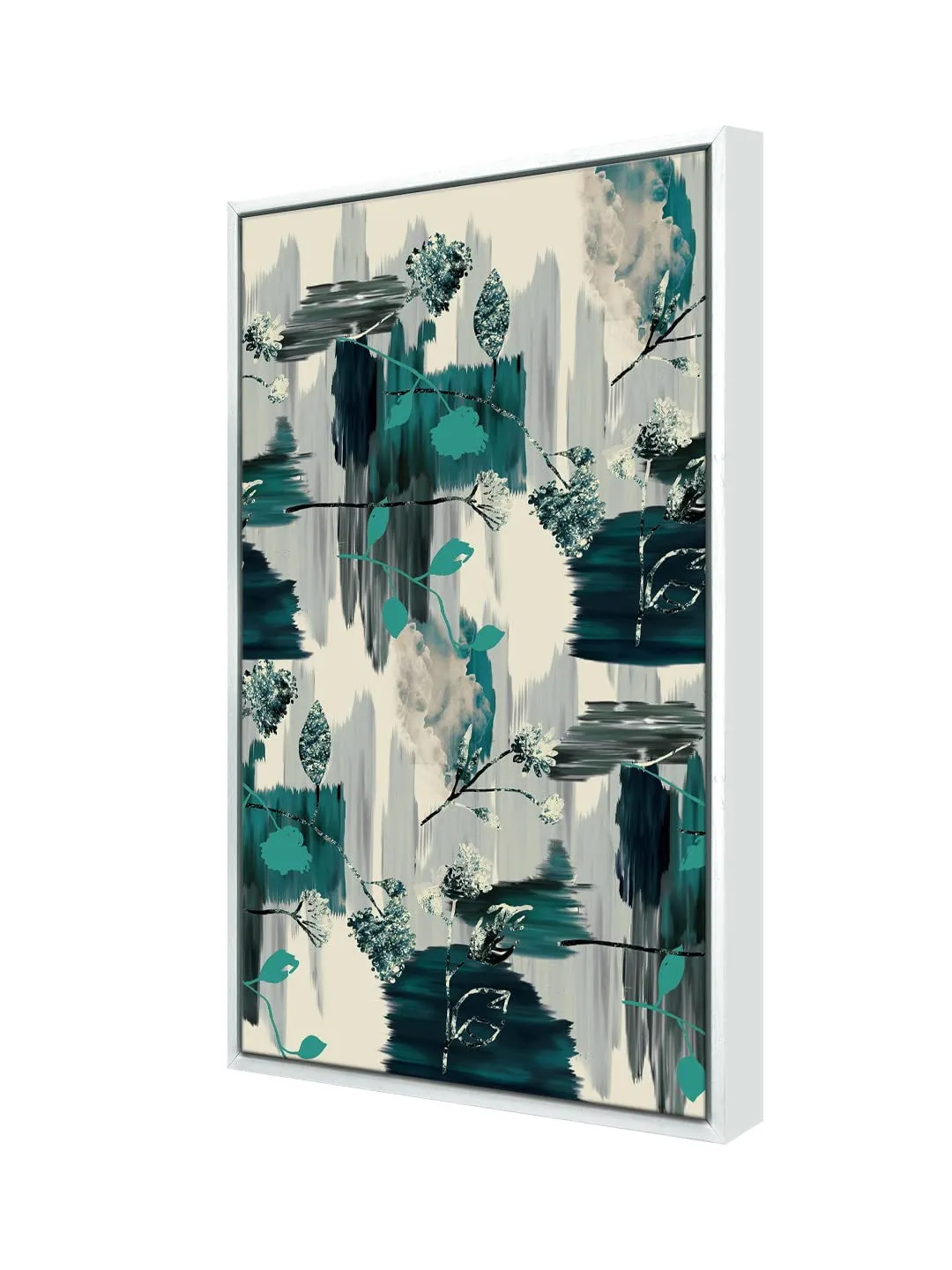 999STORE floating frame abstract modern art vertical painting for wall (Canvas_White Frame_16X24 Inches) White021