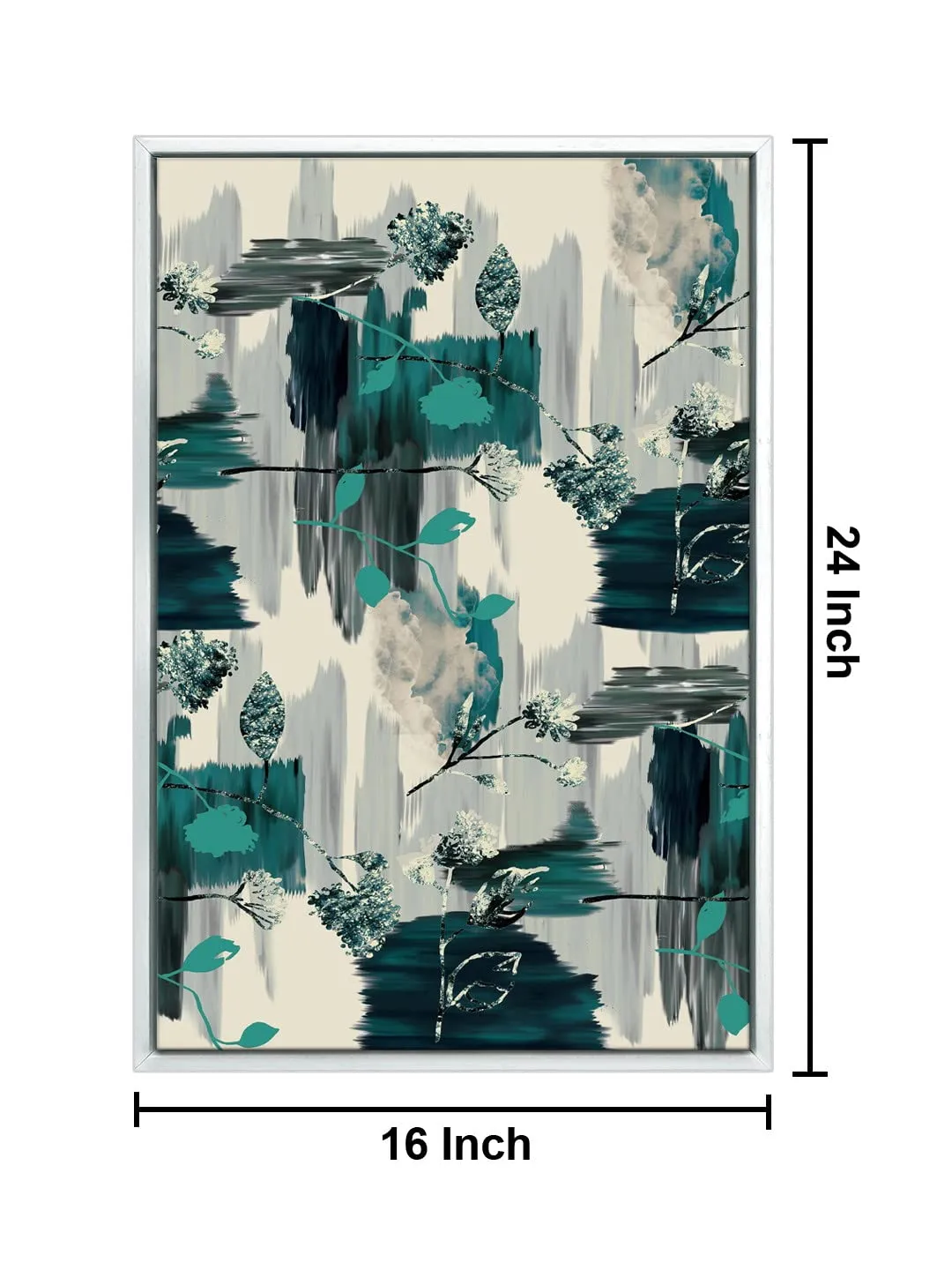 999STORE floating frame abstract modern art vertical painting for wall (Canvas_White Frame_16X24 Inches) White021