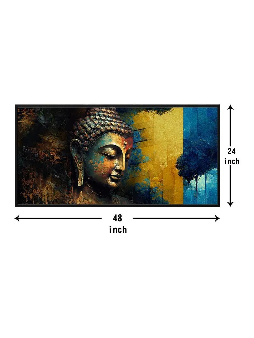 999STORE Lord Buddha Face Art Multi Color modern wall paintings for living room gautam buddha painting (Canvas Framed_24X48 Inches) BoxF24X48061