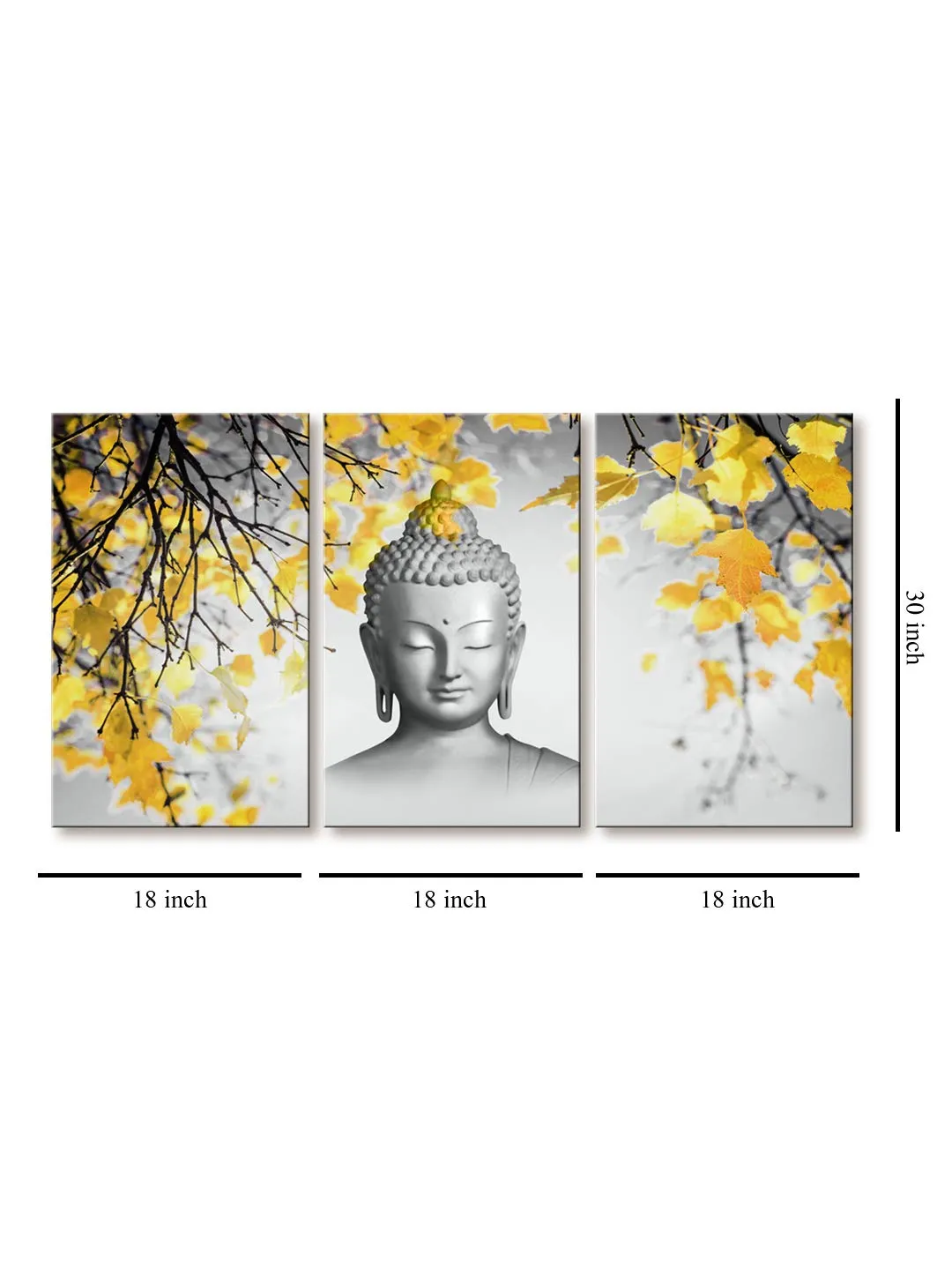 999STORE Lord Buddha Face Painting for Living Room | Set of 3 Large Wall Hanging Buddha Canvas Painting Decor | 54X30 Inches- Canvas Framed