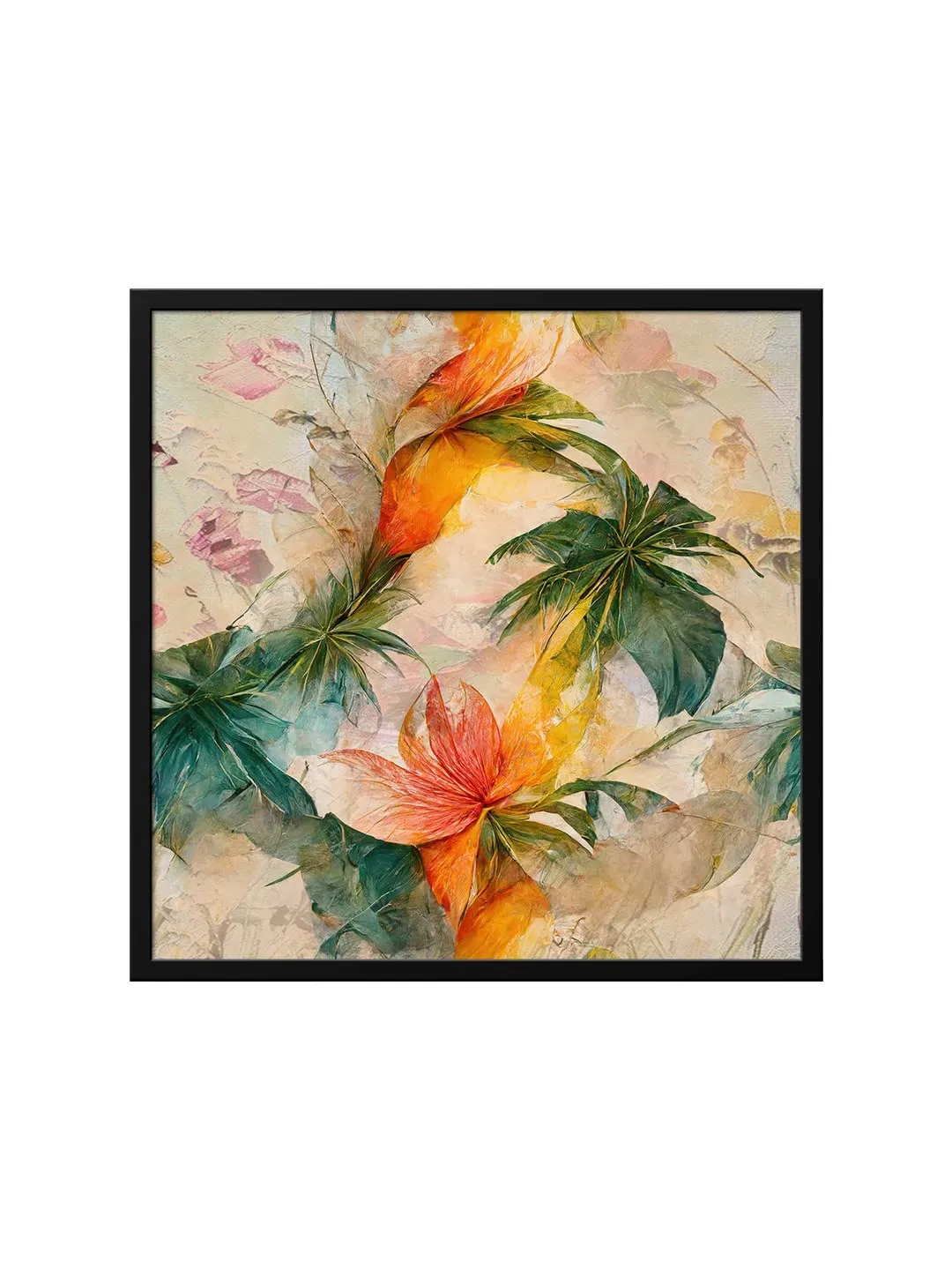 999STORE orange red flower green leaf artbig size wall painting flower paintings for living room (BoxF36X360151)