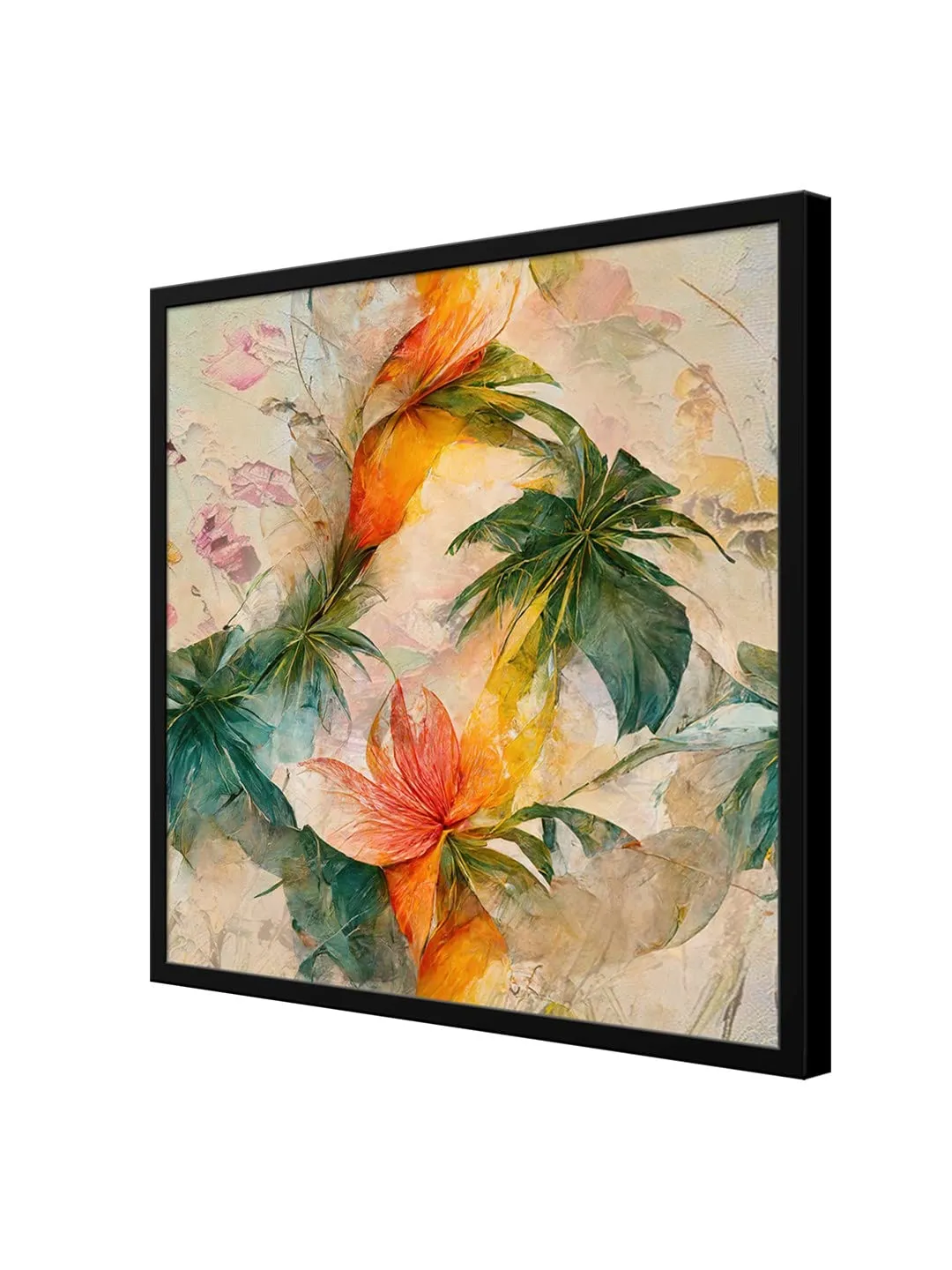 999STORE orange red flower green leaf artbig size wall painting flower paintings for living room (BoxF36X360151)