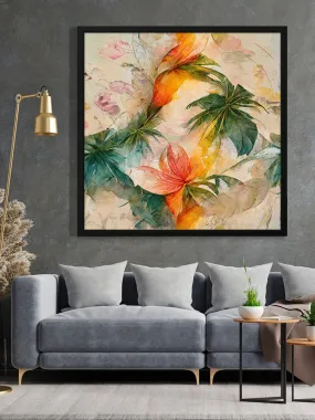 999STORE orange red flower green leaf artbig size wall painting flower paintings for living room (BoxF36X360151)