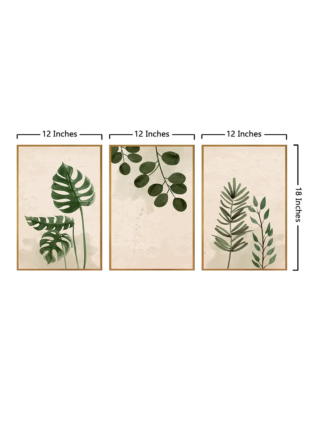 999STORE palm green leaf wall art painting for hall wall living room bedroom leaf painting with frame set of 3 Bo3Frames086