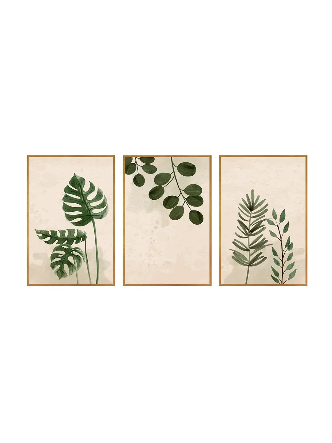 999STORE palm green leaf wall art painting for hall wall living room bedroom leaf painting with frame set of 3 Bo3Frames086