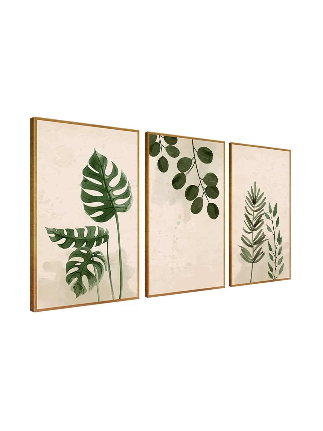 999STORE palm green leaf wall art painting for hall wall living room bedroom leaf painting with frame set of 3 Bo3Frames086