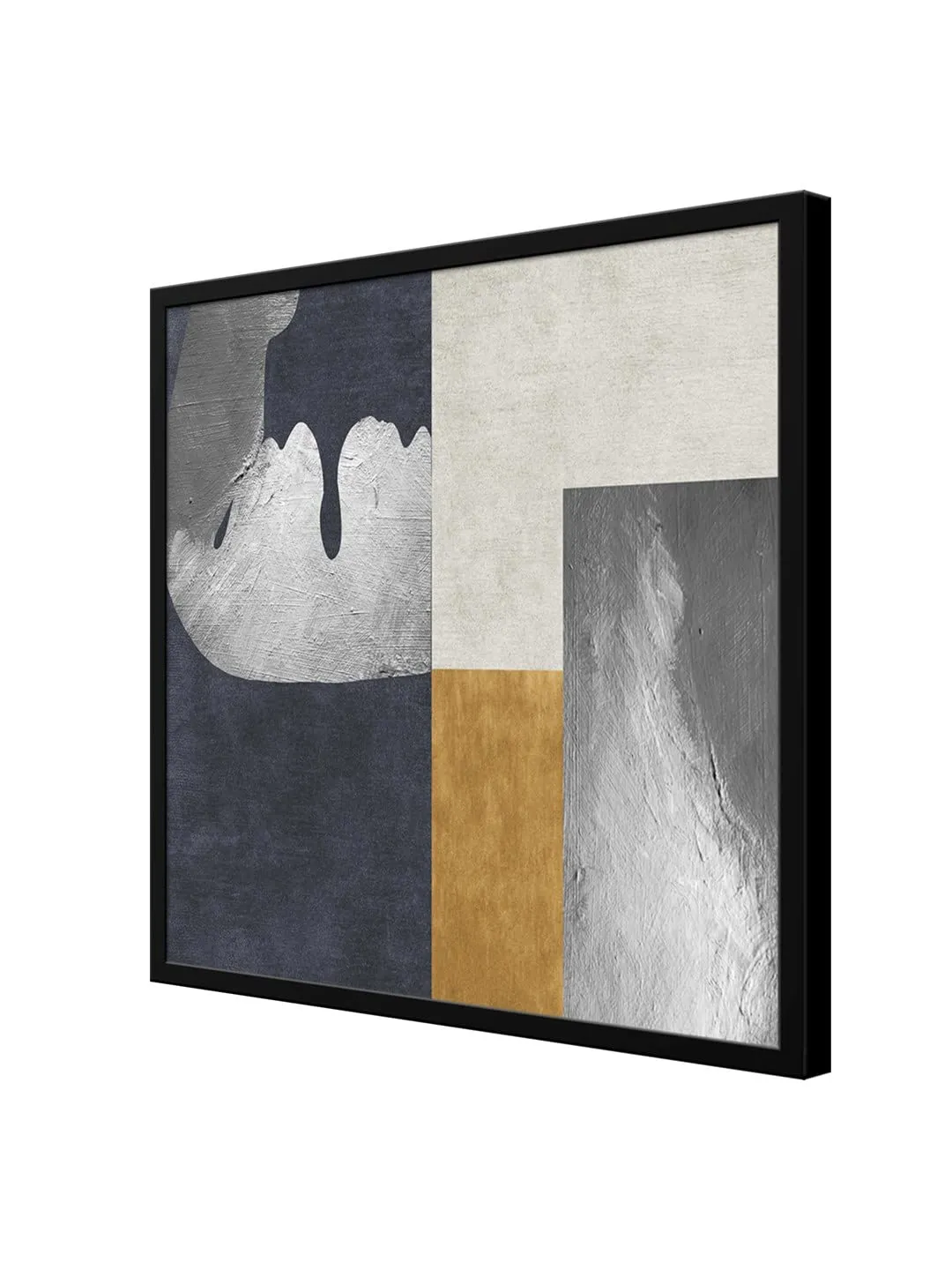 999STORE white blue and yellow and grey abstract canvas painting abstract wall art (BoxF36X360008)