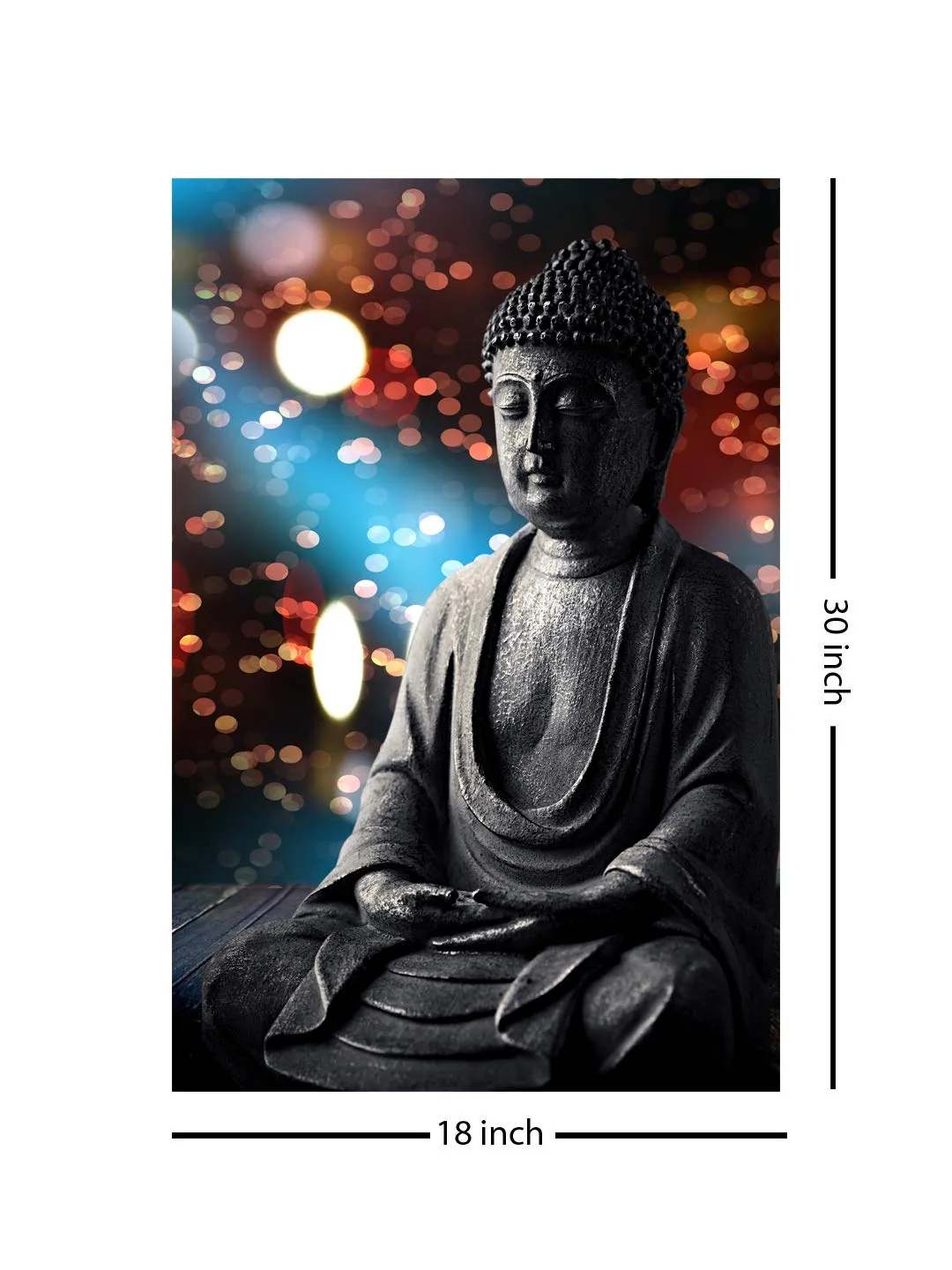 999STORE Wooden Canvas Painting of Gautam Buddha with Frame | Modern Lord Buddha Home Décor Wall Hanging | Canvas Size: 30X18 Inches Stretched