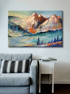 999STORE Wooden Stretched Framed Canvas Wall Painting Home Decor Mountains Contemporary Frames Modern Stylish Room Hanging (Canvas 24X36 Inches Strectched Canvas) Flpsz231072017069