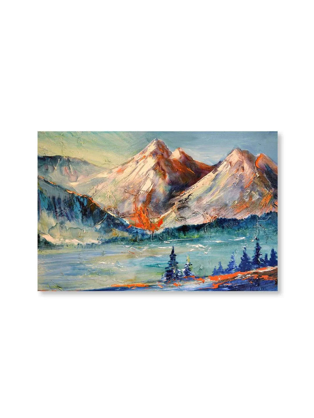 999STORE Wooden Stretched Framed Canvas Wall Painting Home Decor Mountains Contemporary Frames Modern Stylish Room Hanging (Canvas 24X36 Inches Strectched Canvas) Flpsz231072017069