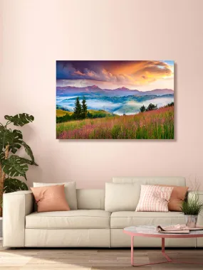 999Store Wooden Stretched Framed painting wall paintings for bedroom Wall art living room décor with frames Natural Scenery Flowers Field canvas modern stylish home hanging ( Canvas 24X36 Inches Strectched Canvas) FLP24360257