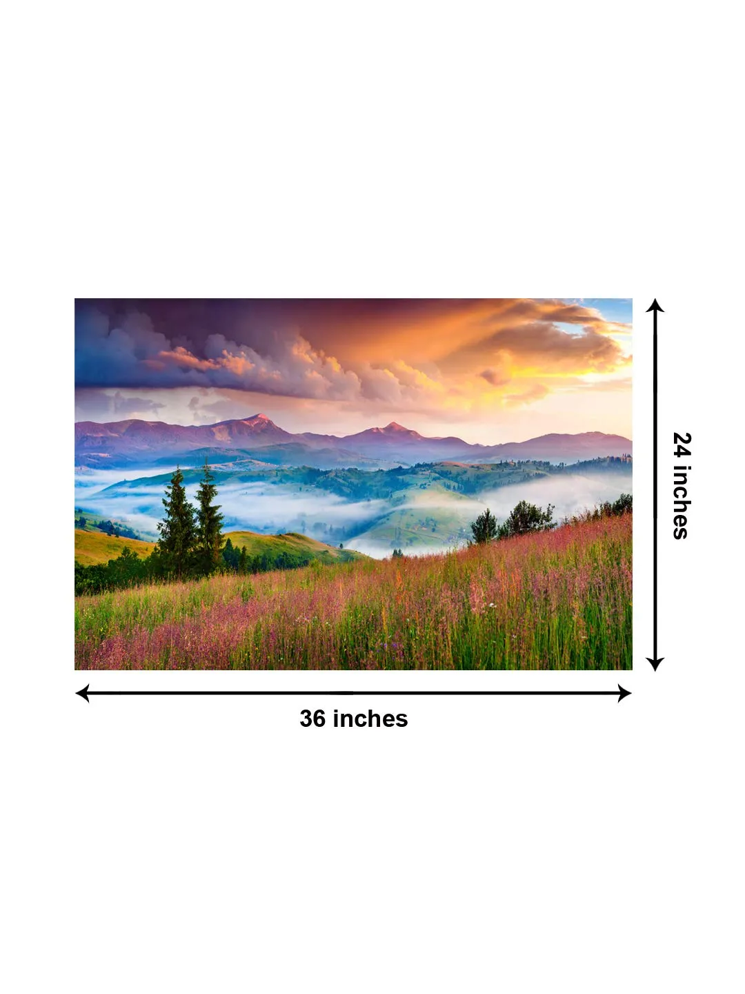 999Store Wooden Stretched Framed painting wall paintings for bedroom Wall art living room décor with frames Natural Scenery Flowers Field canvas modern stylish home hanging ( Canvas 24X36 Inches Strectched Canvas) FLP24360257