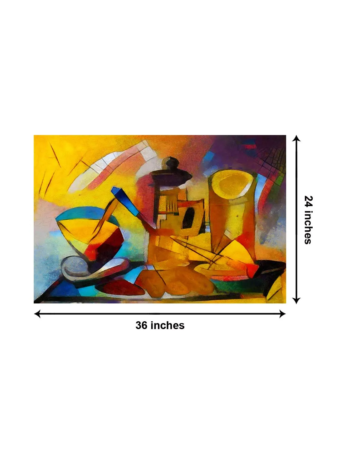 999Store Wooden Stretched Framed paintings wall abstract art Wall Art Bed Room Décor Yellow Abstract Tea Kettle frames canvas painting modern stylish room décor home hanging ( Canvas 24X36 Inches Strectched Canvas) FLP24360252