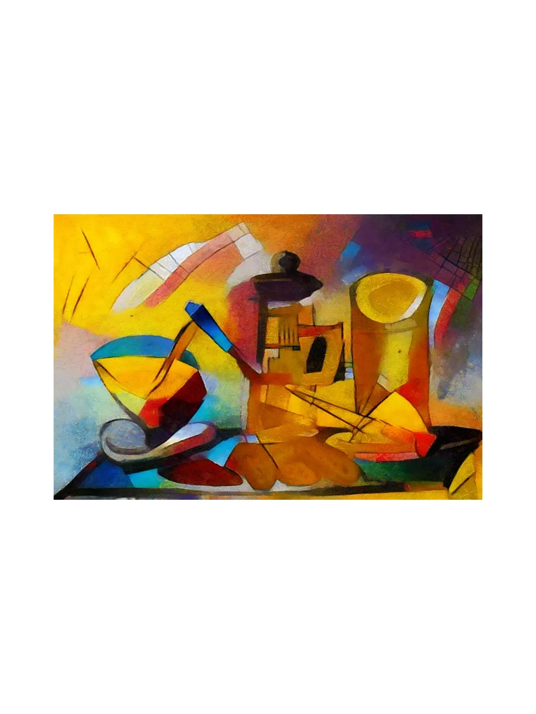 999Store Wooden Stretched Framed paintings wall abstract art Wall Art Bed Room Décor Yellow Abstract Tea Kettle frames canvas painting modern stylish room décor home hanging ( Canvas 24X36 Inches Strectched Canvas) FLP24360252