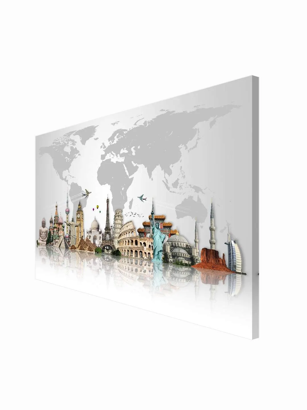 999Store Wooden Stretched Framed Wall art with frames wall painting world map decor frame bed room living décor home Travel The World moments canvas modern stylish hanging ( Canvas 24X36 Inches Strectched Canvas) FLPSZ231072017033