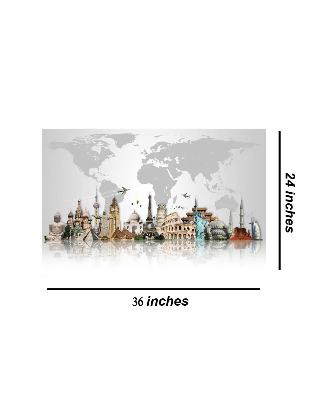 999Store Wooden Stretched Framed Wall art with frames wall painting world map decor frame bed room living décor home Travel The World moments canvas modern stylish hanging ( Canvas 24X36 Inches Strectched Canvas) FLPSZ231072017033