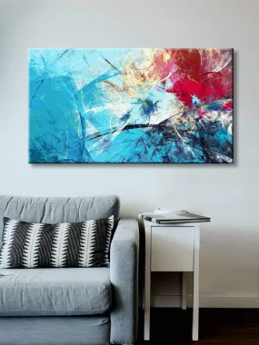 999Store Wooden Stretched Framed Wall Painting for Bedroom Large Size Abstract Canvas Wall Painting/red Blue Frames Modern Stylish Room Hanging (24X36 Inches Strectched Canvas)