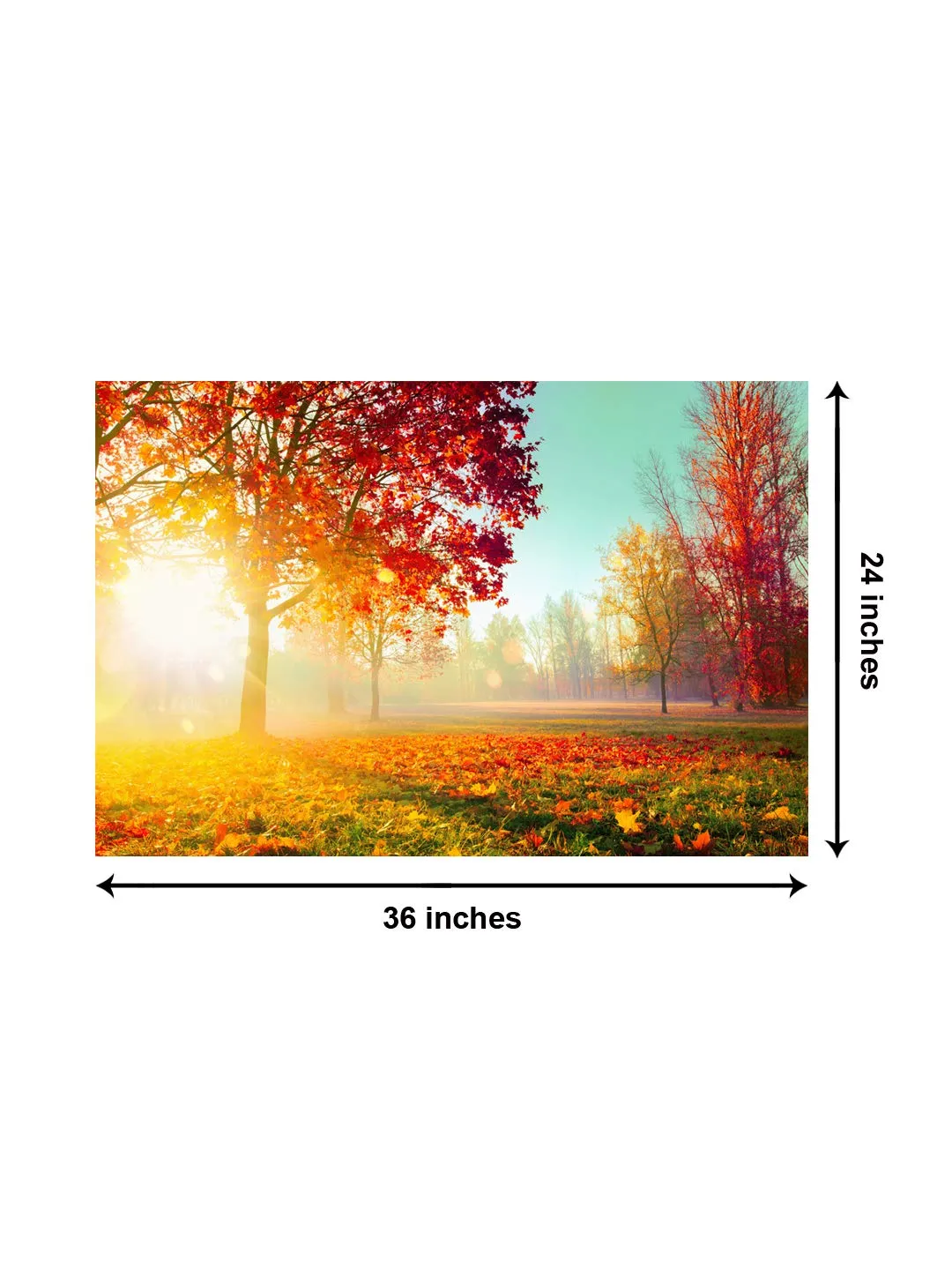 999Store Wooden Stretched Framed wall painting paintings for bedroom Wall art living room décor with frames Sunrise Behind The Red Leaves sunrise painting for wall decoration ( Canvas 24X36 Inches Strectched Canvas) FLP24360130