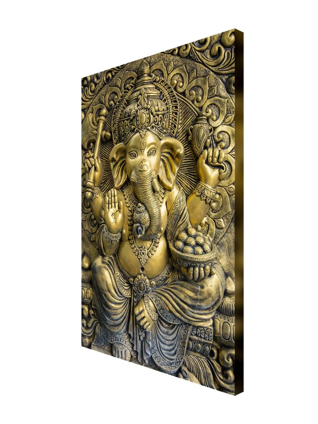 999Store Wooden Stretched God Lord Ganesha Ganpati painting ganesha paintings for wall big size art frame bed room living décor home Blessing Wall frames canvas modern stylish hanging ( Canvas 24X36 Inches Strectched Canvas) FLP24360546