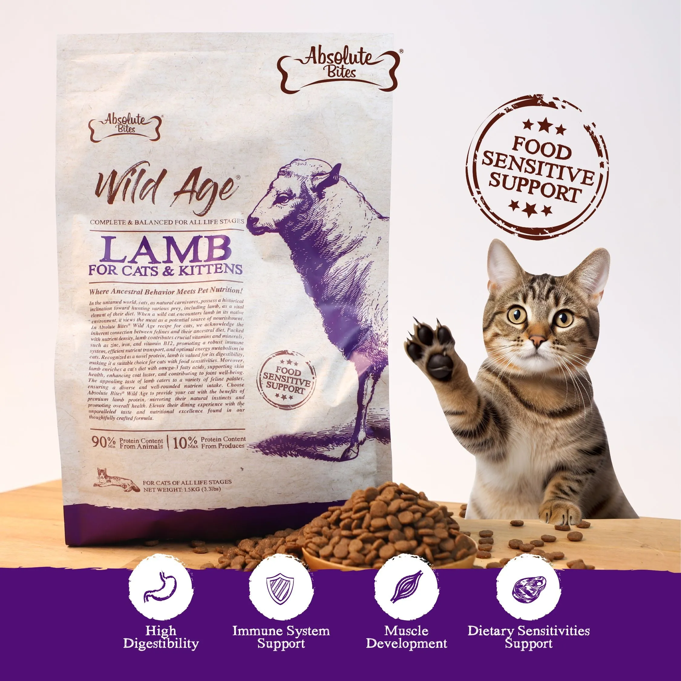 Absolute Bites Wild Age Dry Cat Food - Lamb (Sample)