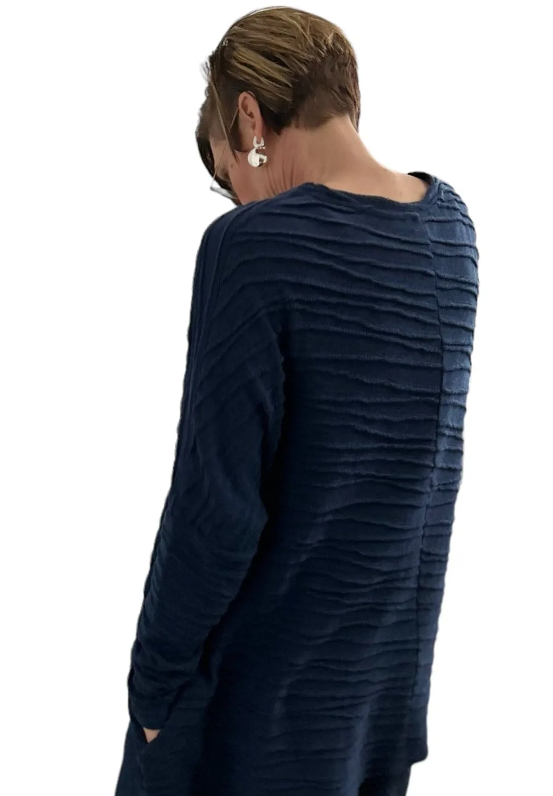 Asymmetrical Long Sweater Navy