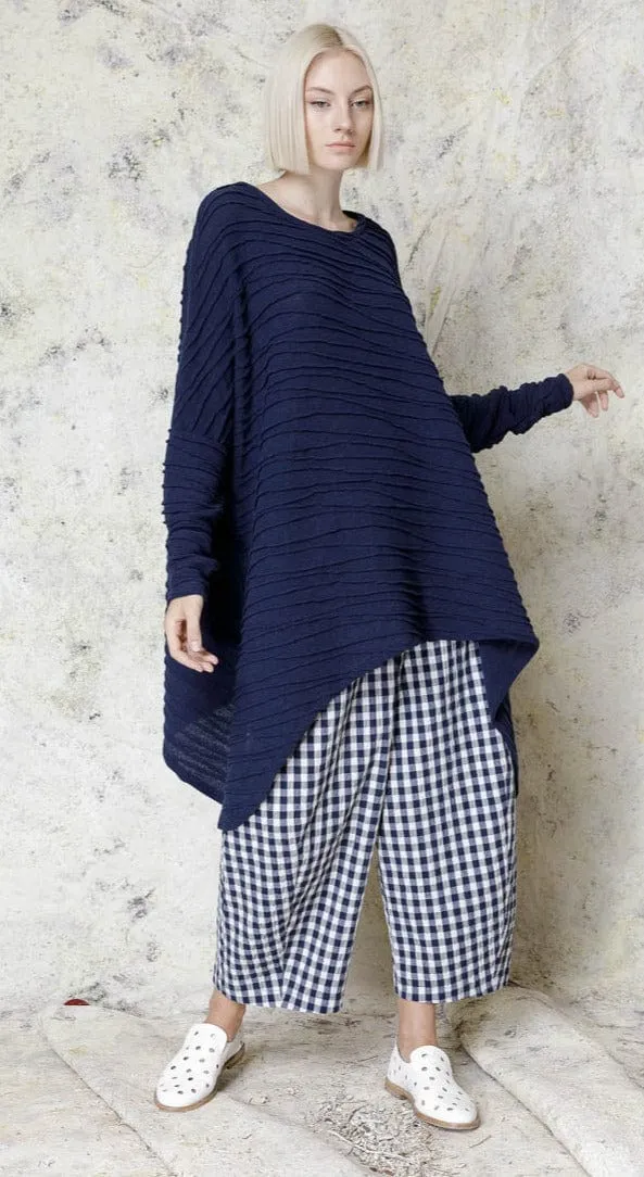 Asymmetrical Long Sweater Navy