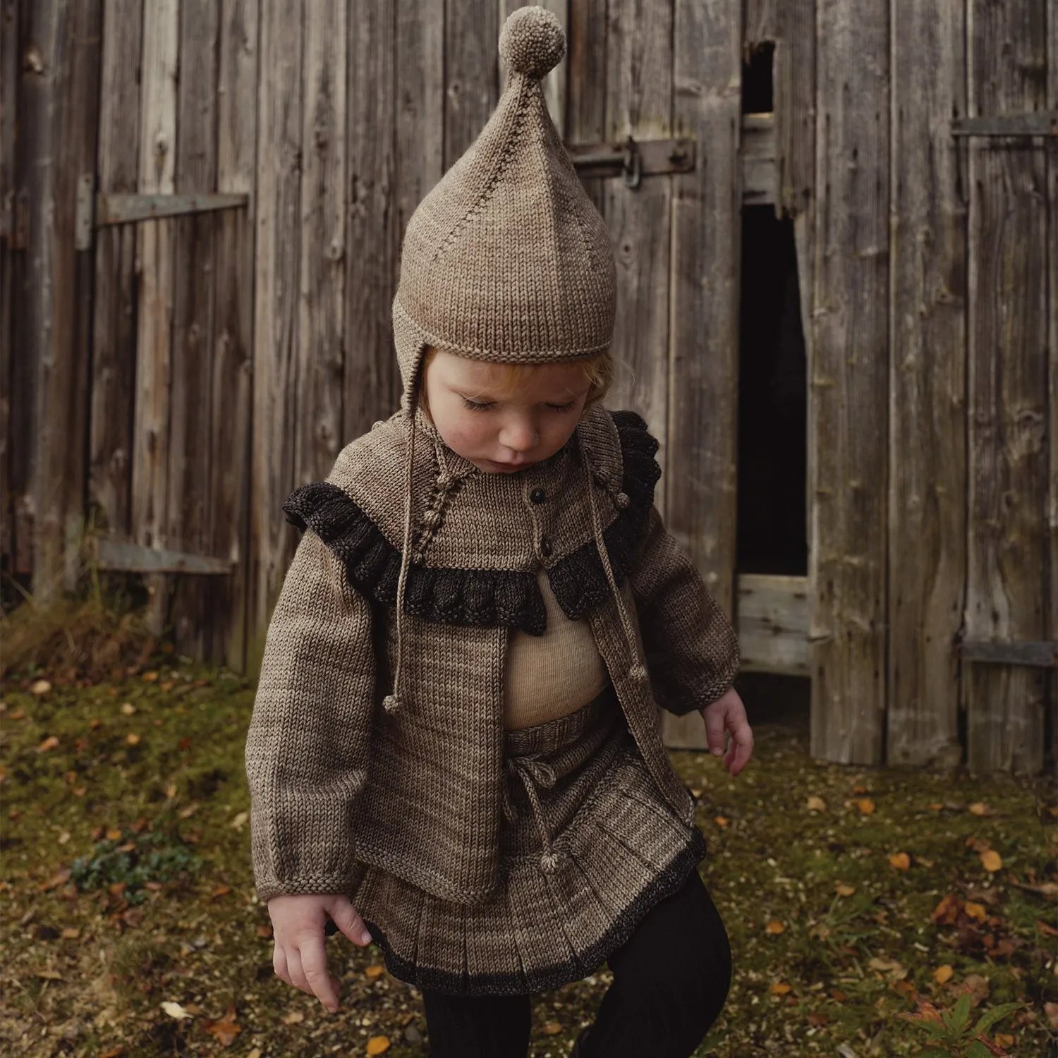 Baby & Kids Hand Knit Merino Wool Pointy Peak Hat - Brut