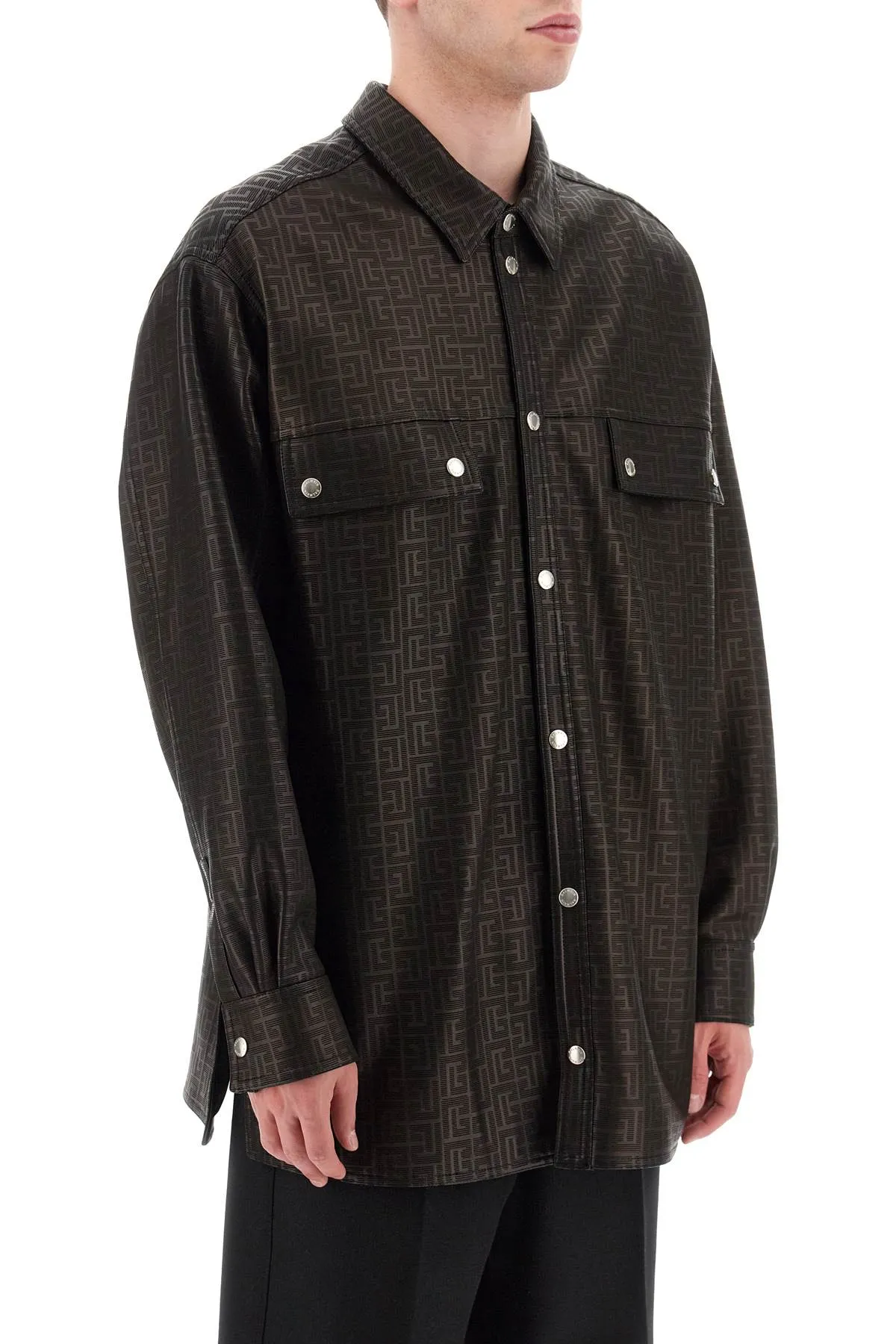 Balmain monogram leather overshirt