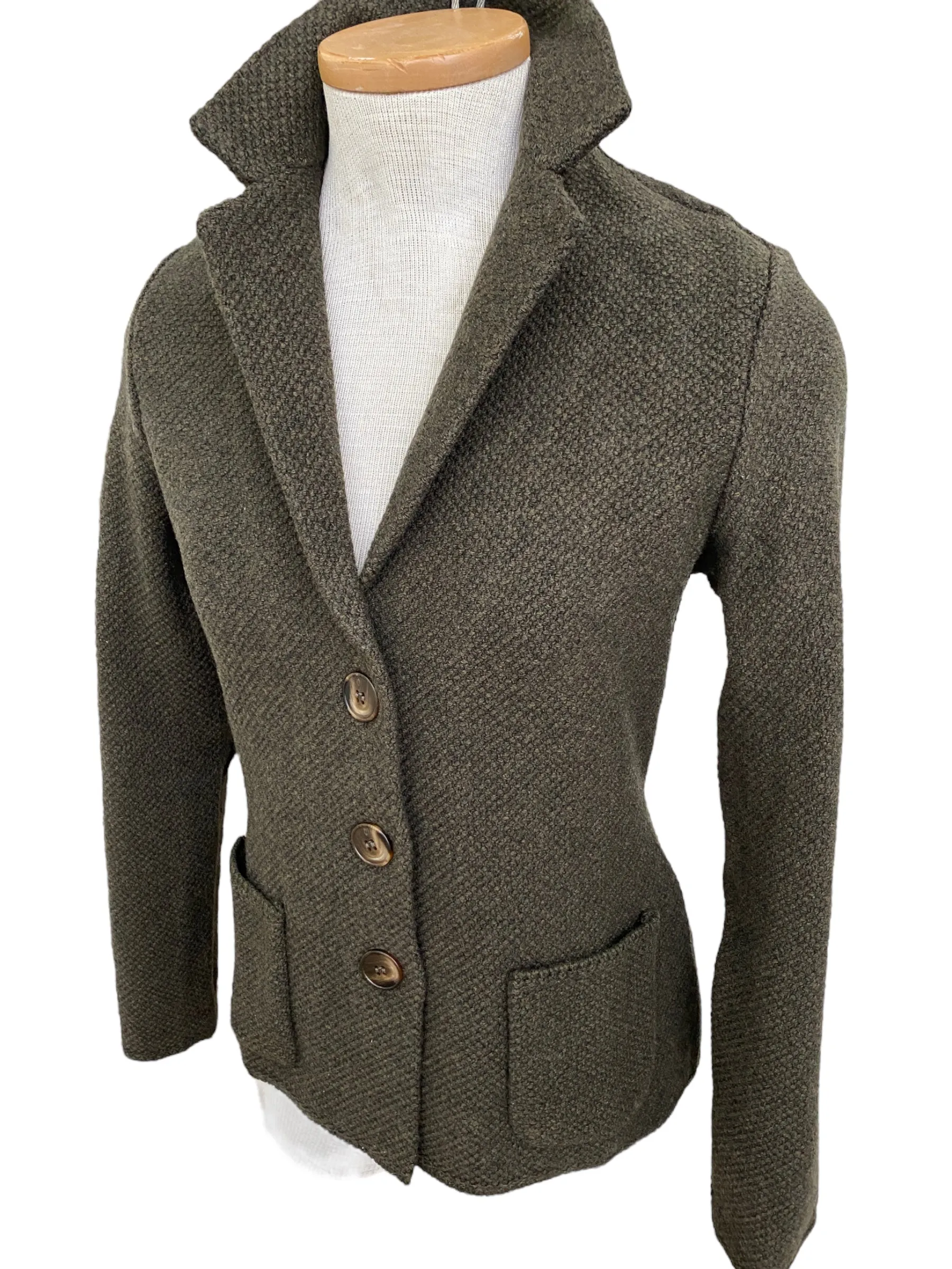 Base Sweater Blazer - Olive Birdseye Tweed