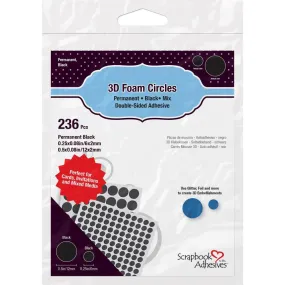 Black 3D Self-Adhesive Foam Circles .25" & .5" 236/Pkg