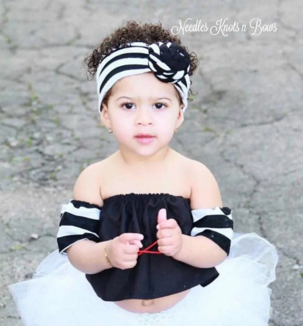 Black & White Striped Top Knot Headband, Turban Headband, Top Knot Headband, Girls Accessories