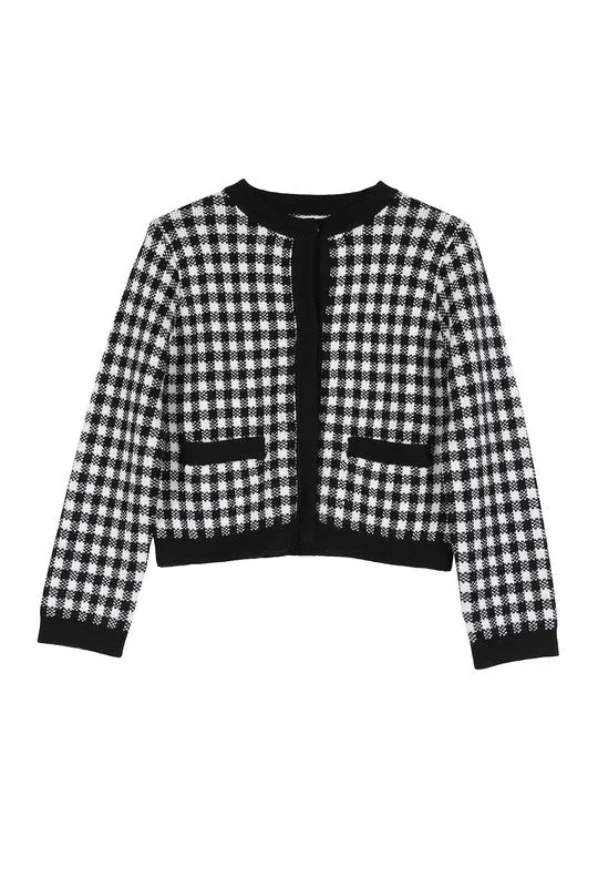 Black check knitted jacket - online exclusive