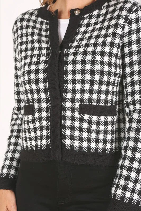 Black check knitted jacket - online exclusive