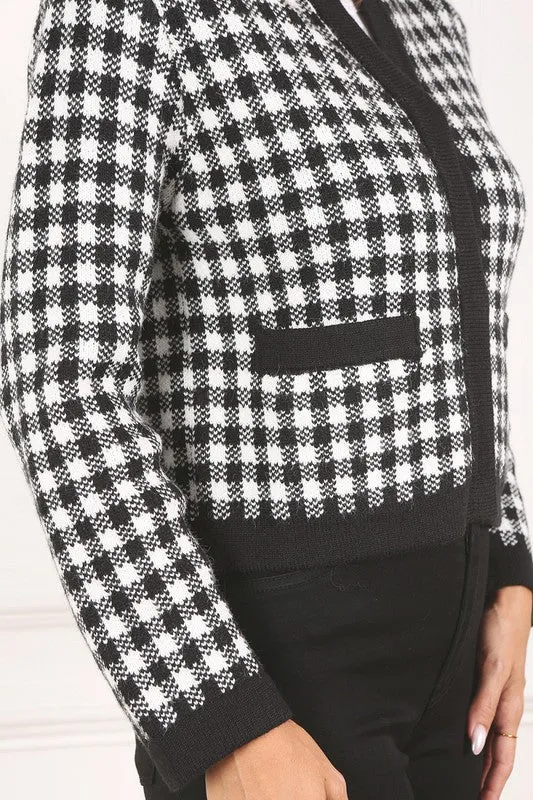 Black check knitted jacket - online exclusive