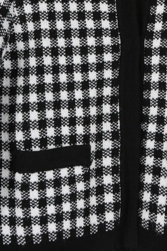 Black check knitted jacket - online exclusive