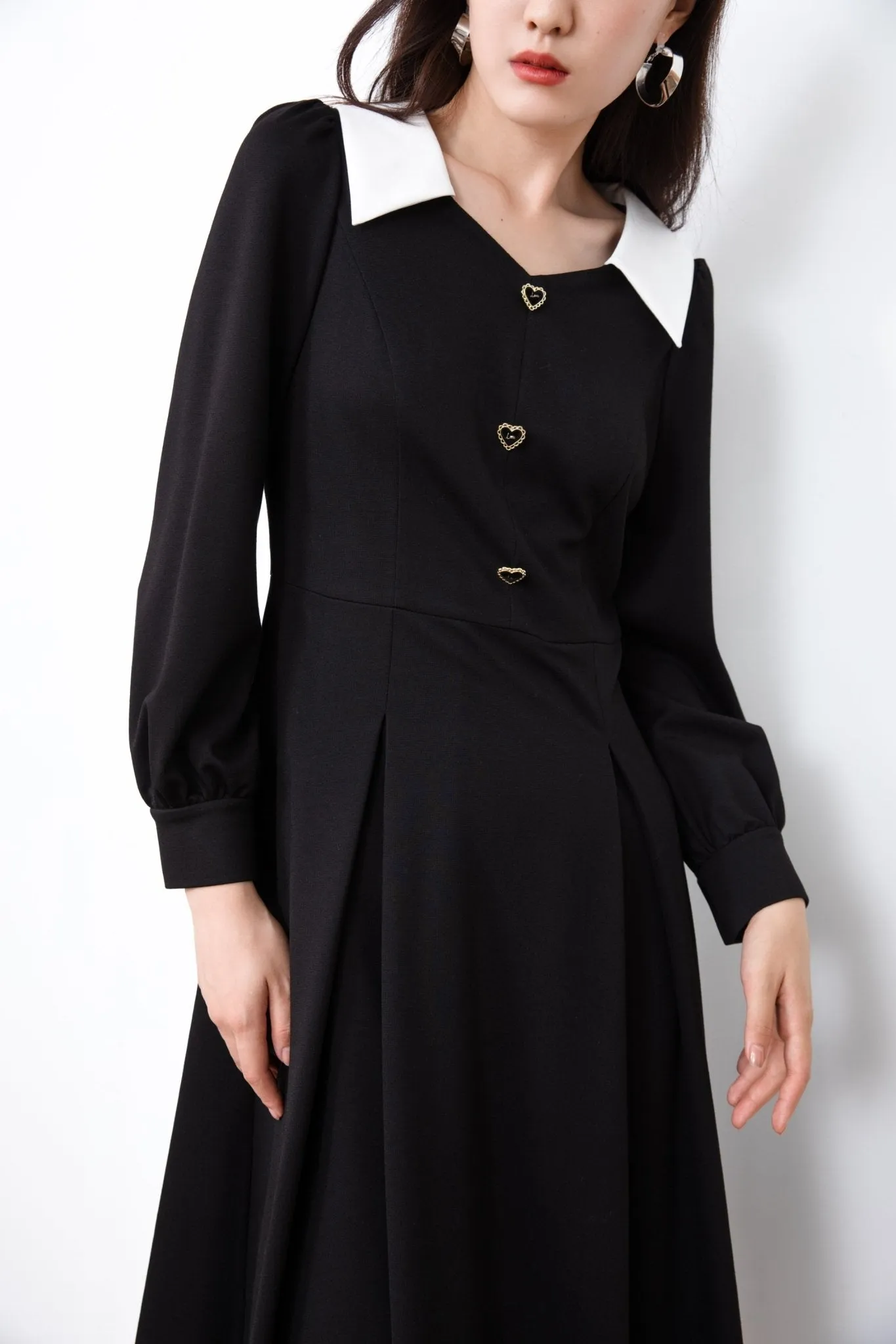 Black Contrast Collar Dress