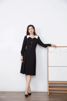 Black Contrast Collar Dress