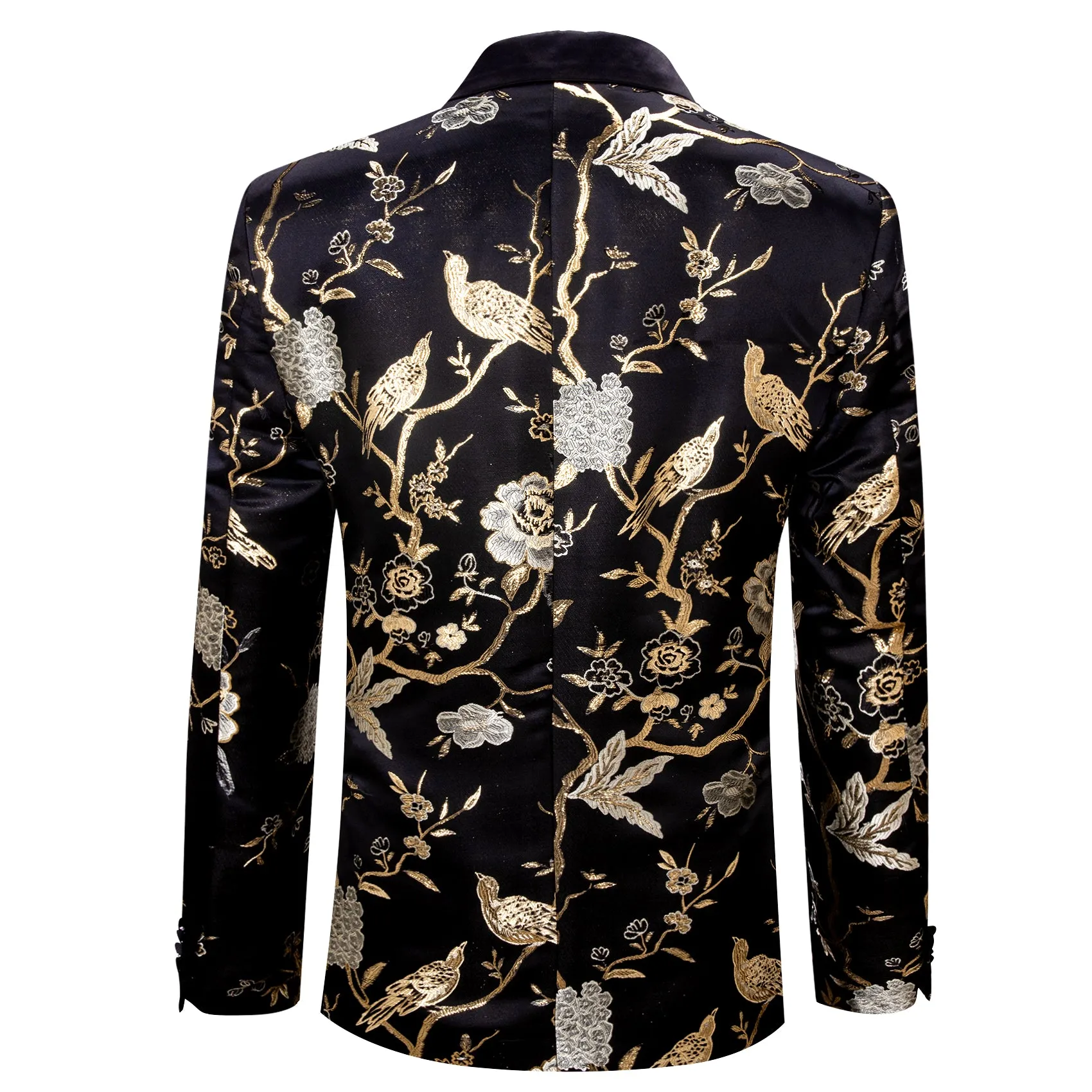 Black Gold Beige Floral Men's Suit