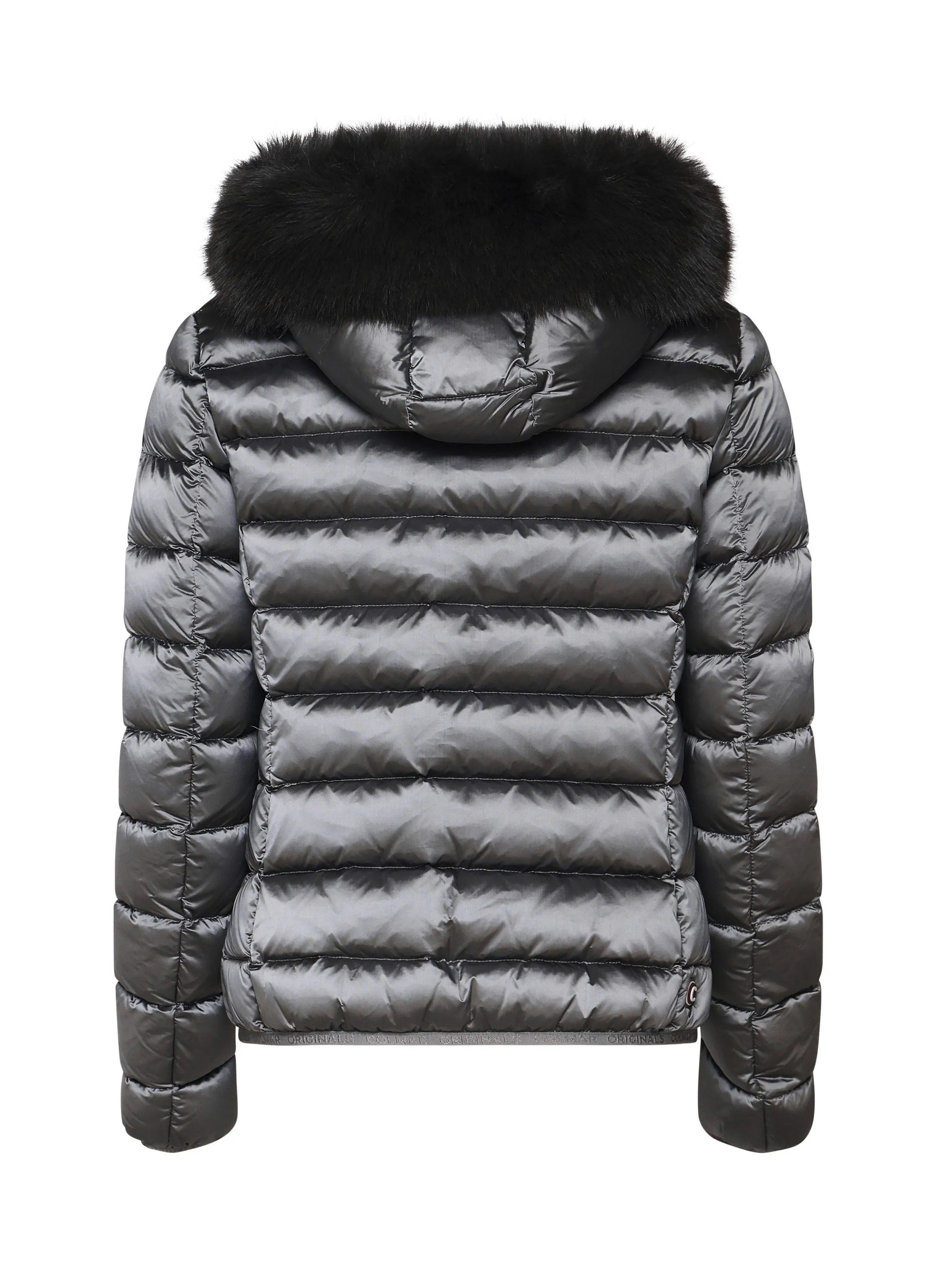 Black Nylon Jacket with Eco Fur Hood