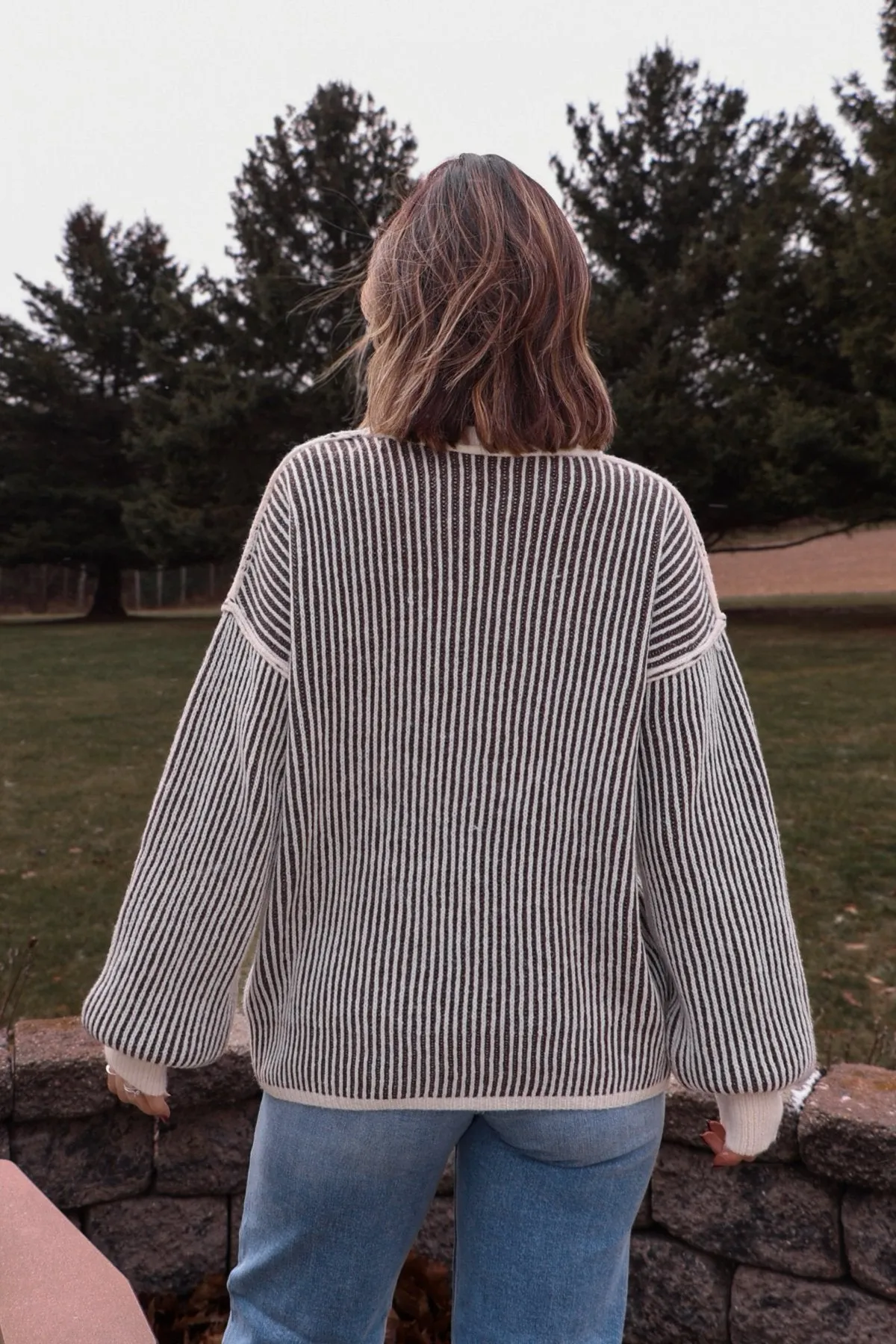 Black Striped Seam Detail Sweater